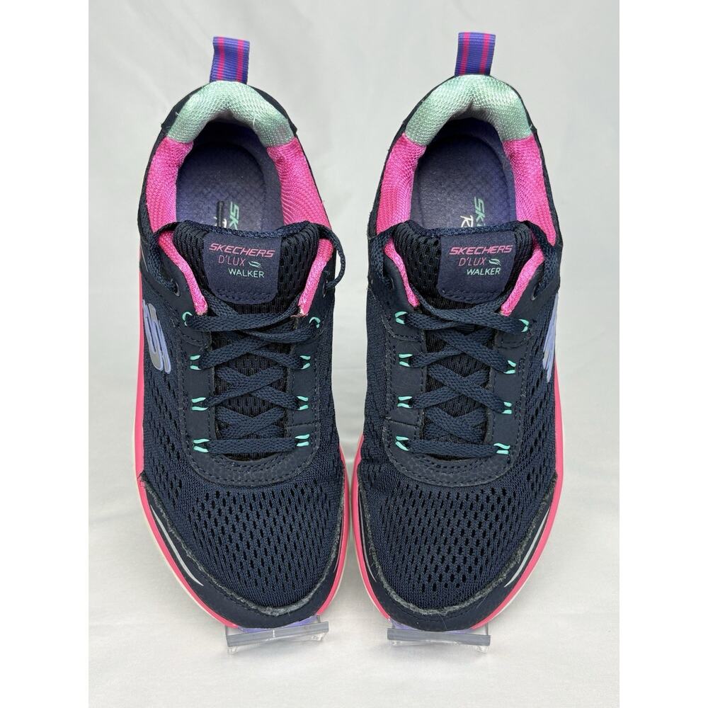 SKECHERS D'LUX WALKER Infinite Motion Mesh Shoes Navy Blue Pink Womens Size US 7 - Picture 6 of 16